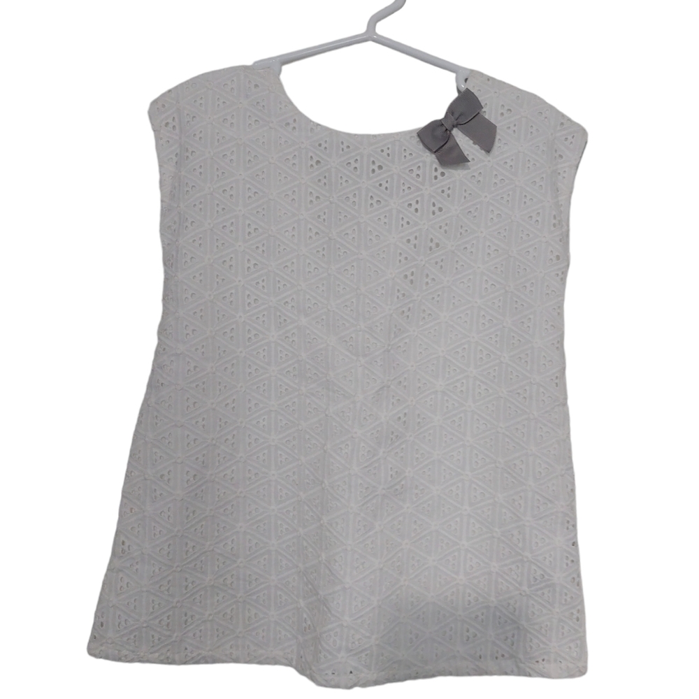 Camilla White Eyelet and Grey Bows Tunic size 4T